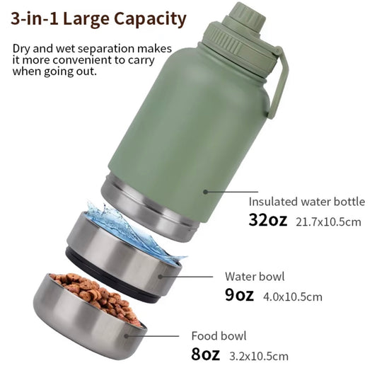Bowl Bottle 3-in-1 Dog Travel Water Bottle | 32oz