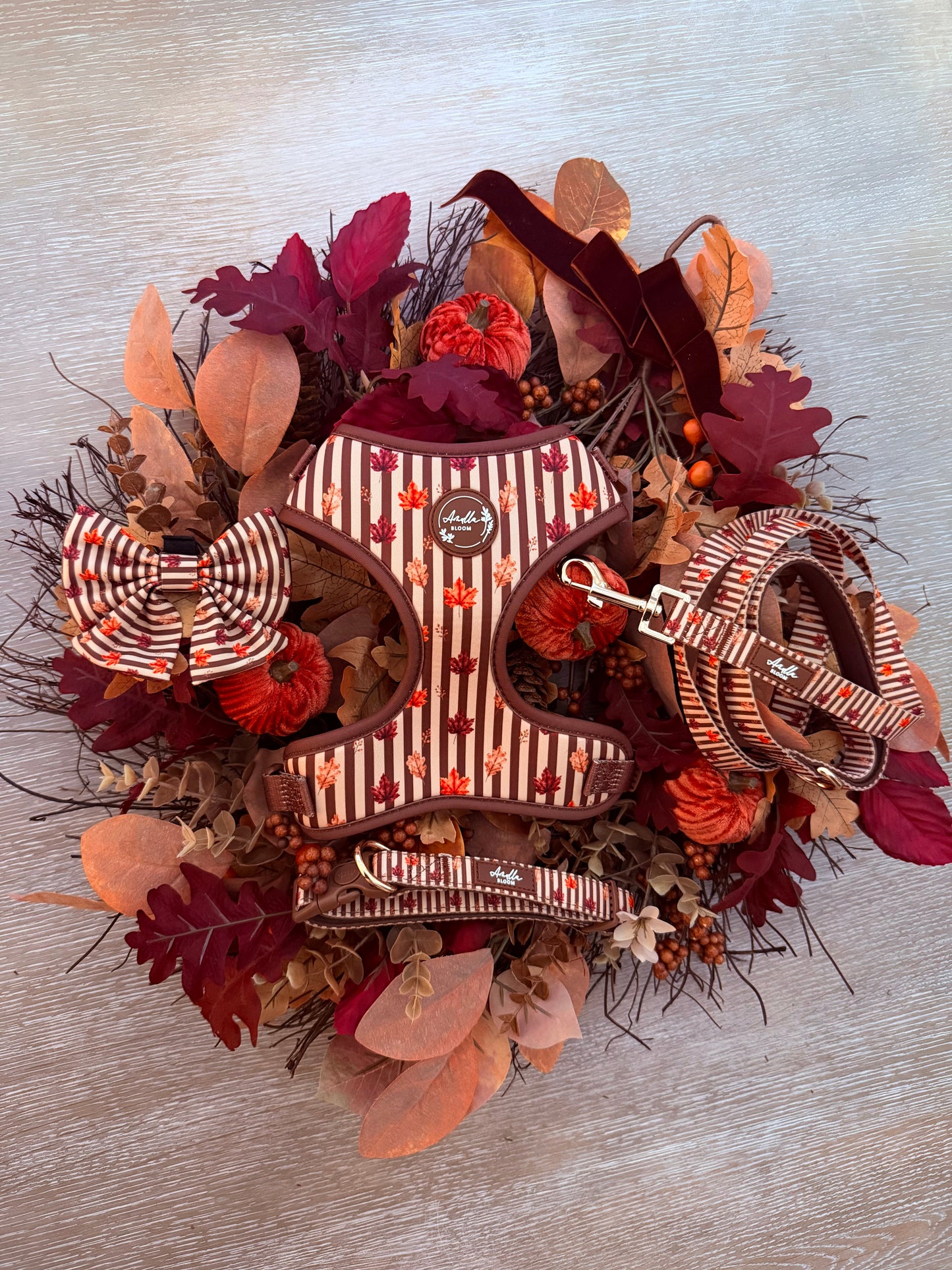 Autumn Dog Lead | Burnished Boughs Dog Lead | Brown & Burgundy Leaf Print