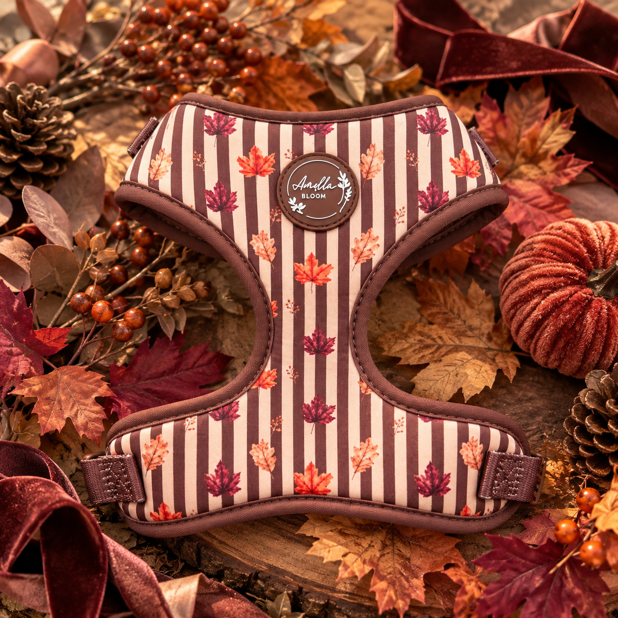 Autumn Dog Harness | Burnished Boughs | Padded Neoprene, Adjustable Fit