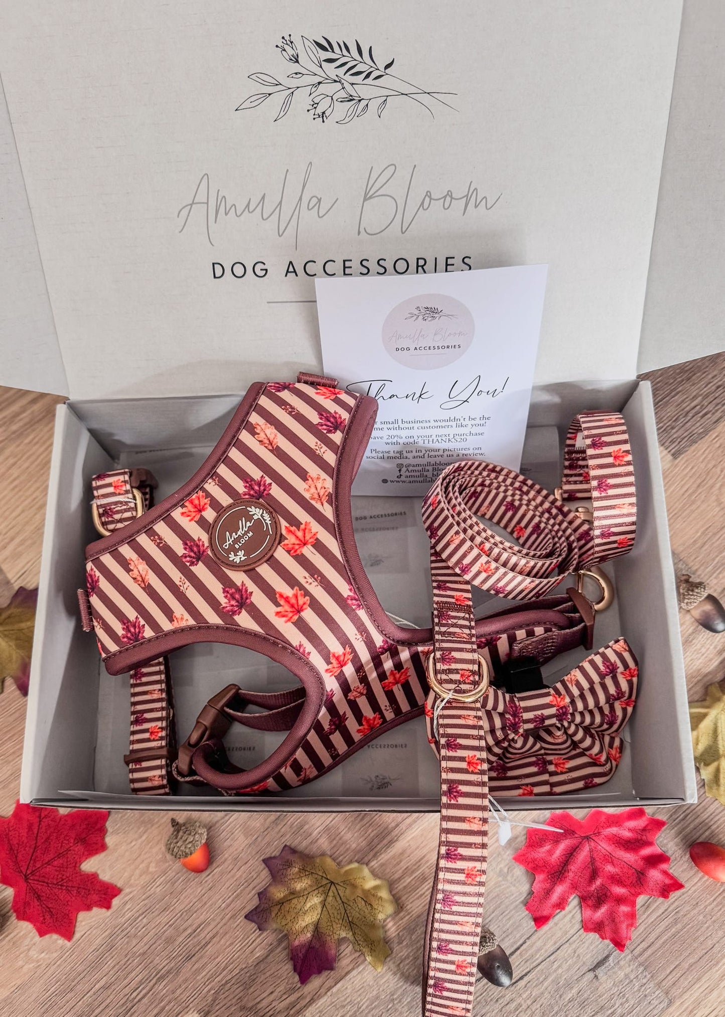 Autumn Dog Harness | Burnished Boughs | Padded Neoprene, Adjustable Fit