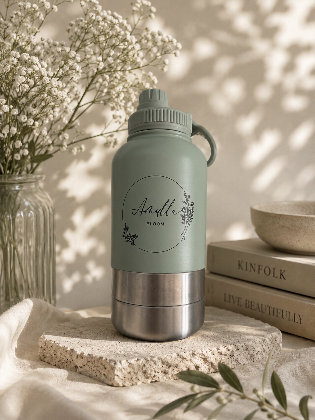 3-in-1 design 32 oz travel water bottle